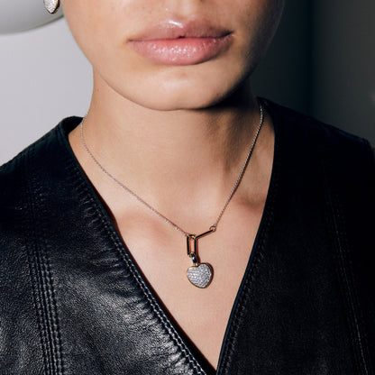 TI SENTO - COLLANA CIONDOLO CUORE PENDENTE ARGENTO DORATO E ZIRCONI