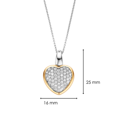 TI SENTO - COLLANA CIONDOLO CUORE PENDENTE ARGENTO DORATO E ZIRCONI