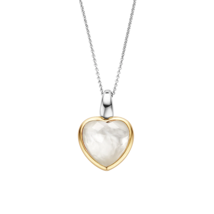 TI SENTO - COLLANA CIONDOLO CUORE PENDENTE ARGENTO DORATO E MADREPERLA