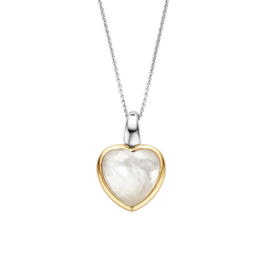 TI SENTO - COLLANA CIONDOLO CUORE PENDENTE ARGENTO DORATO E MADREPERLA