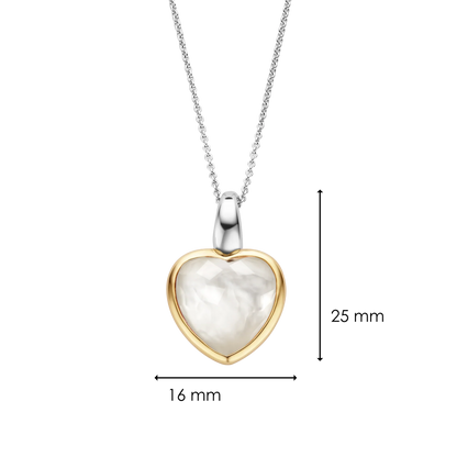 TI SENTO - COLLANA CIONDOLO CUORE PENDENTE ARGENTO DORATO E MADREPERLA