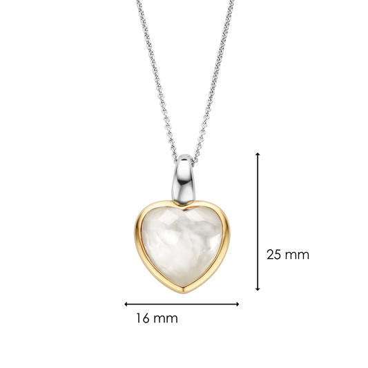 TI SENTO - COLLANA CIONDOLO CUORE PENDENTE ARGENTO DORATO E MADREPERLA