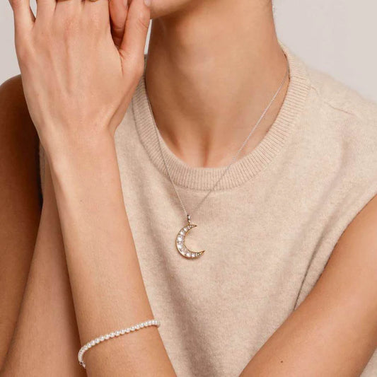 TI SENTO - COLLANA PENDENTE LUNA MADREPERLA E ARGENTO