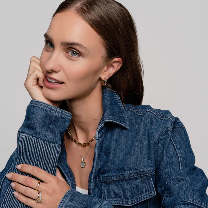 TI SENTO - COLLANA PENDENTE ARGENTO DORATO E MADREPAERLA