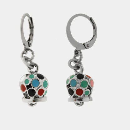 AMO CAPRI - STEEL EARRINGS WITH MULTICOLOR POLKA DOT BELLS