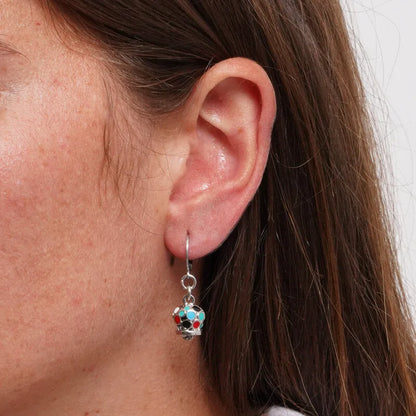 AMO CAPRI - STEEL EARRINGS WITH MULTICOLOR POLKA DOT BELLS