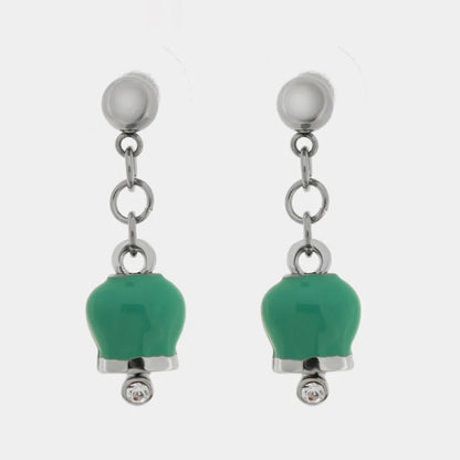 AMO CAPRI - MINI CHIMING BELL EARRINGS WITH TIFFANY ENAMEL AND CRYSTALS