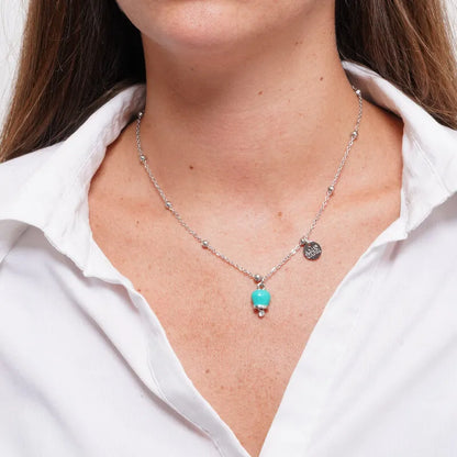 AMO CAPRI - COLLANA IN ACCIAIO CAMPANELLA MINI TIFFANY CON CRISTALLO