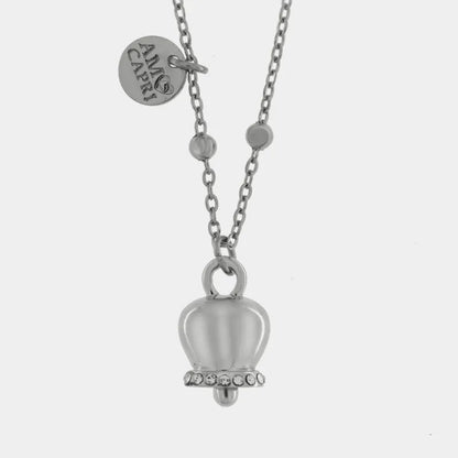 AMO CAPRI - COLLANA IN ACCIAIO CAMPANELLA ACCIAIO CON CRISTALLI