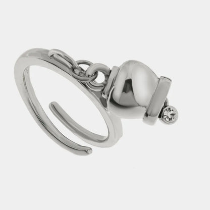 AMO CAPRI - ANELLO ACCIAIO CON CAMPANELLA MINI RODIO E CRISTALLO