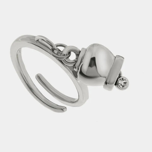 AMO CAPRI - ANELLO ACCIAIO CON CAMPANELLA MINI RODIO E CRISTALLO
