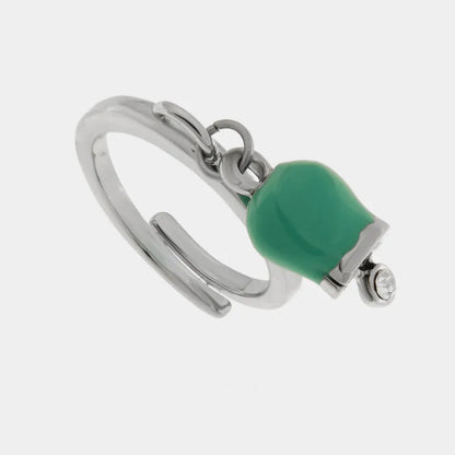 AMO CAPRI - ANELLO ACCIAIO CON CAMPANELLA MINI SMALTO TIFFANY