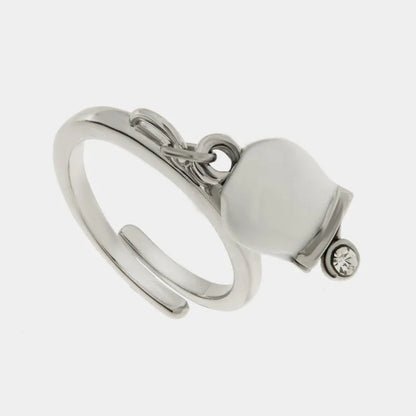 AMO CAPRI - ANELLO ACCIAIO CON CAMPANELLA MINI BIANCA