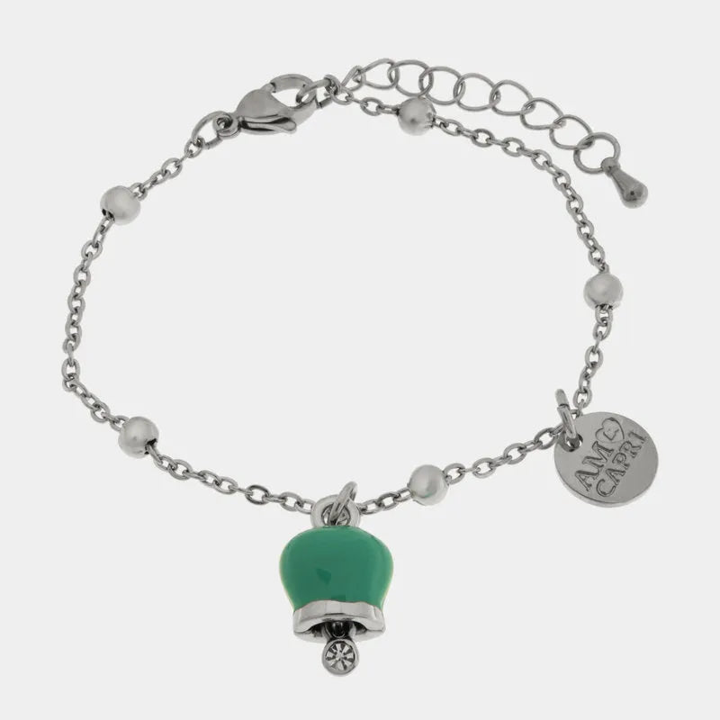 AMO CAPRI - STEEL BRACELET WITH MINI TIFFANY BELL AND CRYSTAL
