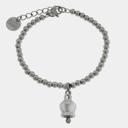 AMO CAPRI - BRACCIALE IN ACCIAIO CON CAMPANELLA RODIO