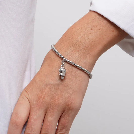 AMO CAPRI - BRACCIALE IN ACCIAIO CON CAMPANELLA RODIO