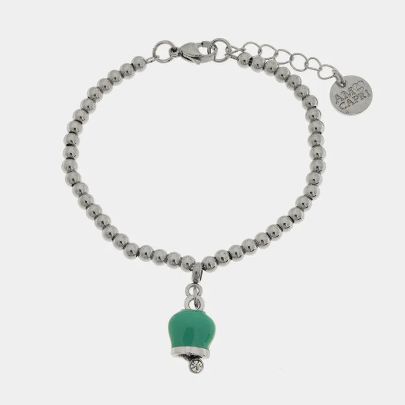 AMO CAPRI - BRACCIALE IN ACCIAIO CON CAMPANELLA TIFFANY