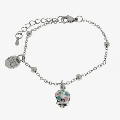 AMO CAPRI - BRACCIALE IN ACCIAIO CON CAMPANELLA POIS MULTICOLOR