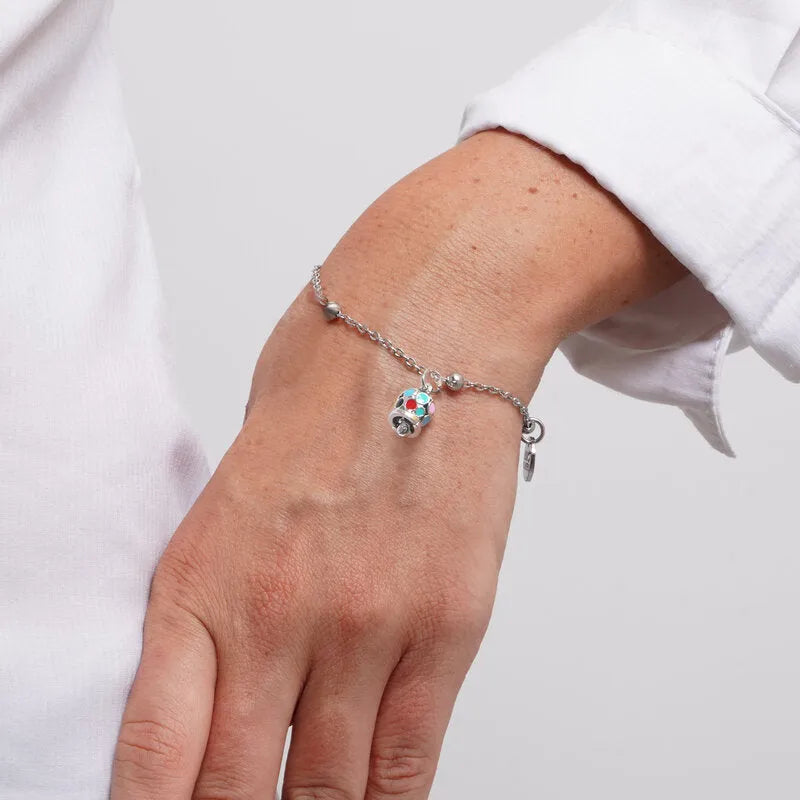 AMO CAPRI - BRACCIALE IN ACCIAIO CON CAMPANELLA POIS MULTICOLOR