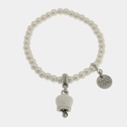 I LOVE CAPRI - PEARL BRACELET WITH WHITE STEEL BELL