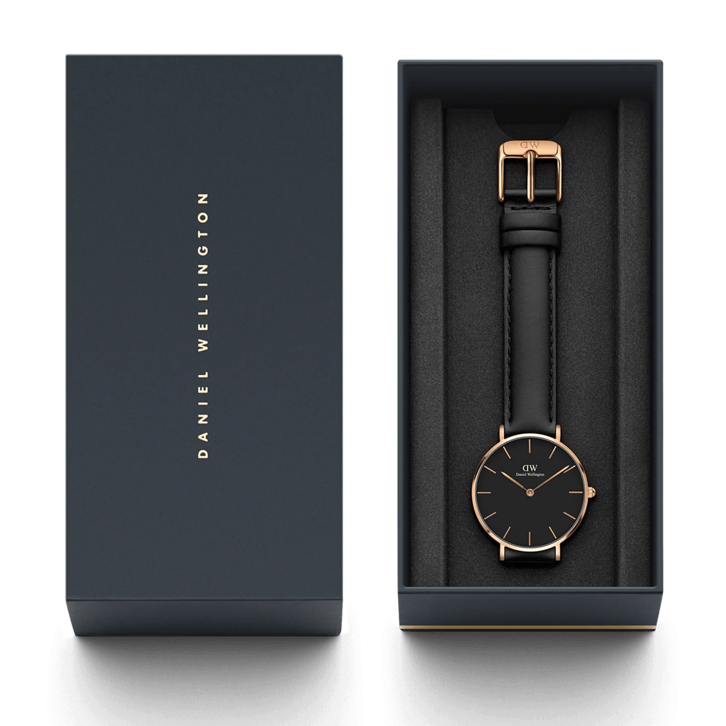 OROLOGIO PETITE SHEFFIELD 28MM CINTURINO PELLE NERO CASSA ACCIAIO ROSE' QUADRANTE NERO