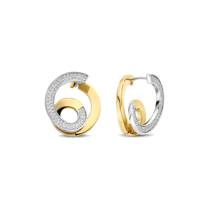 TI SENTO - ORECCHINI SPIRALI ARGENTO DORATO E ZIRCONI