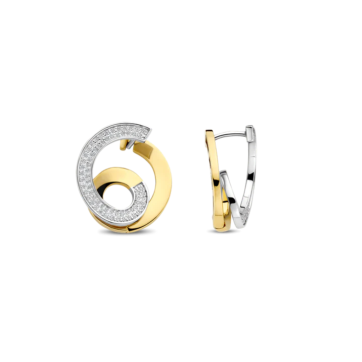 TI SENTO - ORECCHINI SPIRALI ARGENTO DORATO E ZIRCONI