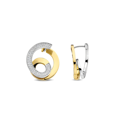 TI SENTO - ORECCHINI SPIRALI ARGENTO DORATO E ZIRCONI