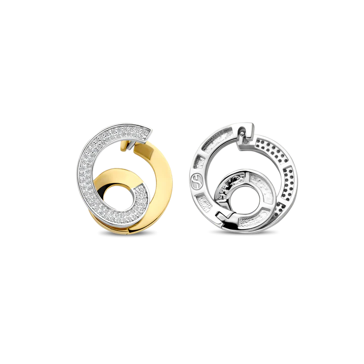 TI SENTO - ORECCHINI SPIRALI ARGENTO DORATO E ZIRCONI