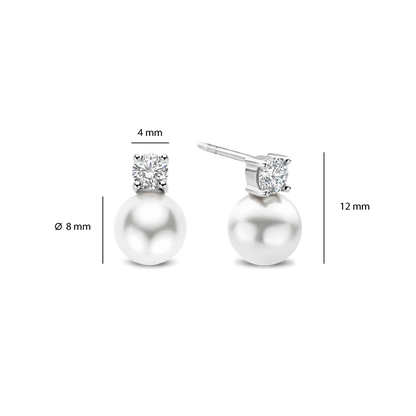 TI SENTO - ORECCHINI A LOBO ARGENTO CON PERLA E ZIRCONE