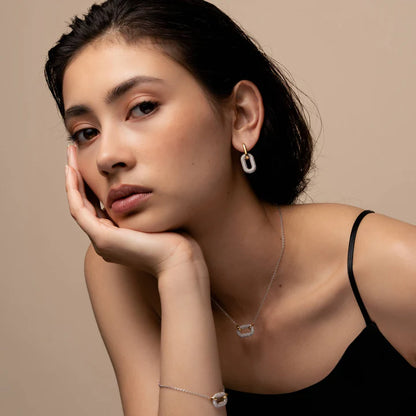 TI SENTO - ORECCHINI OVALI ARGENTO DORATO E ZIRCONI