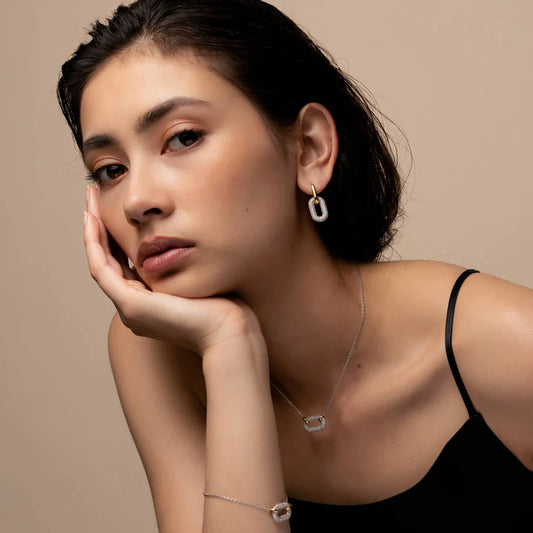 TI SENTO - ORECCHINI OVALI ARGENTO DORATO E ZIRCONI