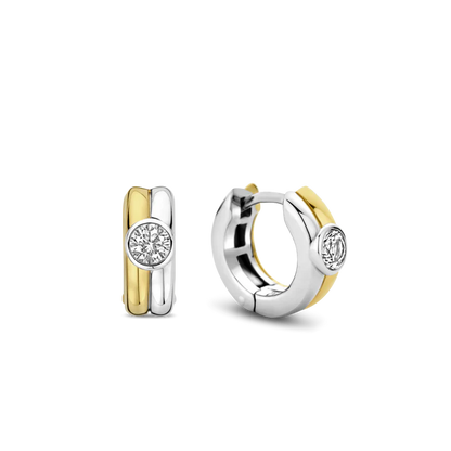 TI SENTO - ORECCHINI CERCHIETTI ARGENTO DORATO E ZIRCONE BIANCO