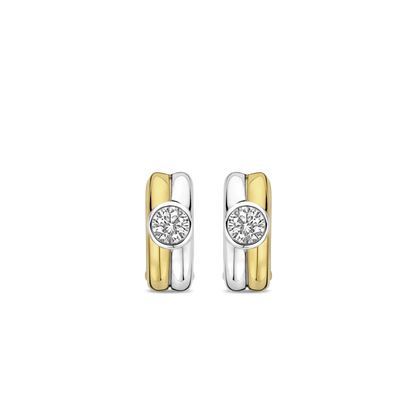 TI SENTO - ORECCHINI CERCHIETTI ARGENTO DORATO E ZIRCONE BIANCO