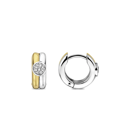 TI SENTO - ORECCHINI CERCHIETTI ARGENTO DORATO E ZIRCONE BIANCO