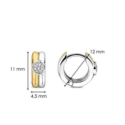 TI SENTO - ORECCHINI CERCHIETTI ARGENTO DORATO E ZIRCONE BIANCO