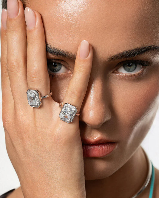 RDM - ANELLO STONE ARGENTO DORATO E ZIRCONI
