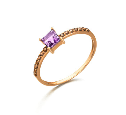 LE CARRE' - ANELLO ORO ROSE' CON AMETISTA E DIAMANTI