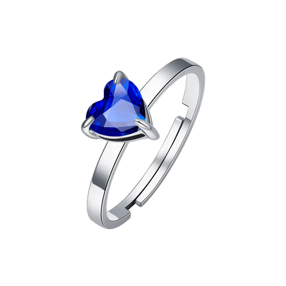 LUCA BARRA - ANELLO DONNA IN ACCIAIO CON CUORE CRISTALLO BLU