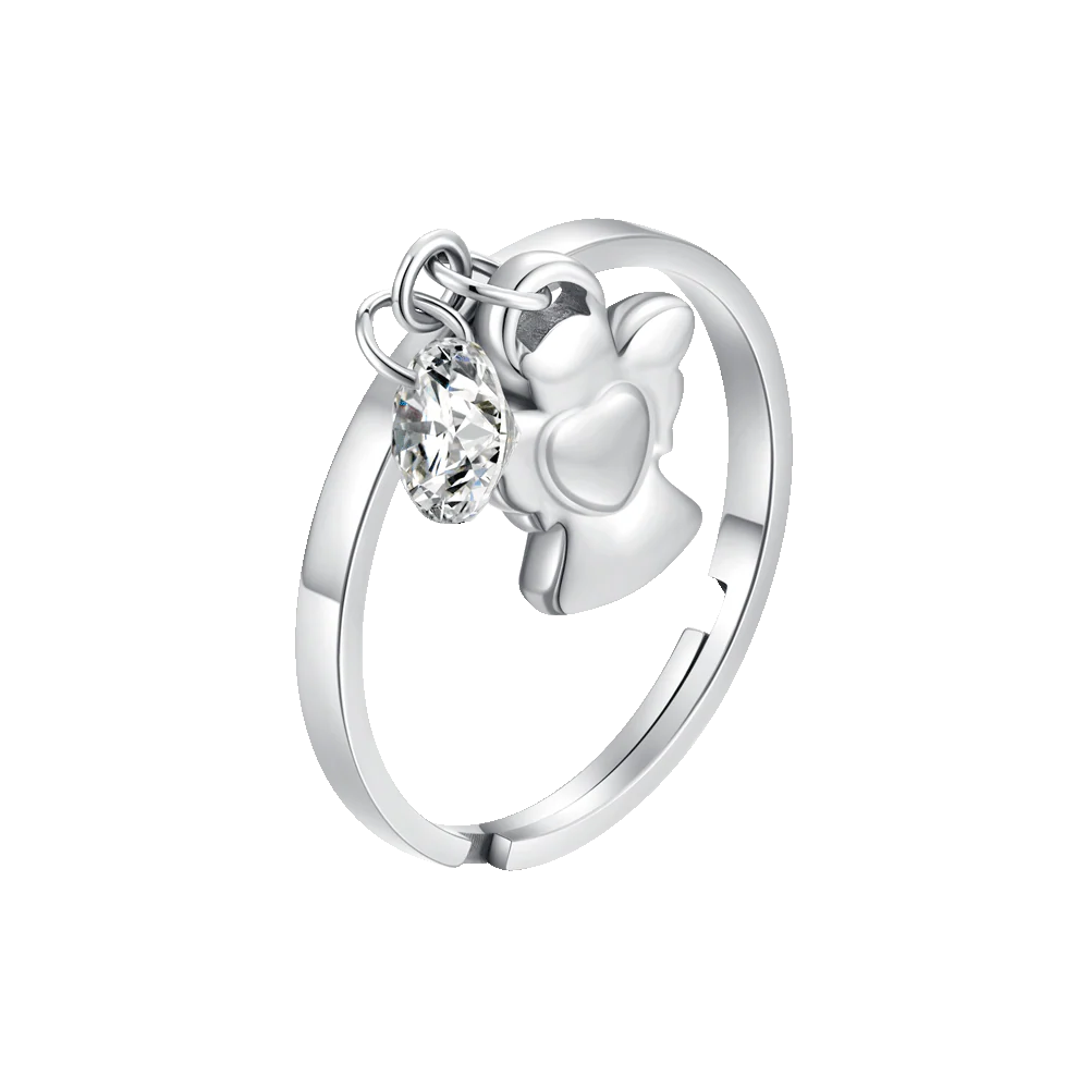 LUCA BARRA - ANELLO DONNA IN ACCIAIO CON ANGELO E ZIRCONE BIANCO