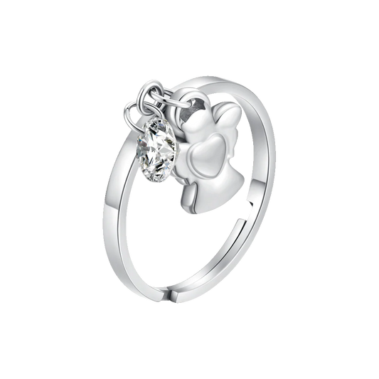 LUCA BARRA - ANELLO DONNA IN ACCIAIO CON ANGELO E ZIRCONE BIANCO
