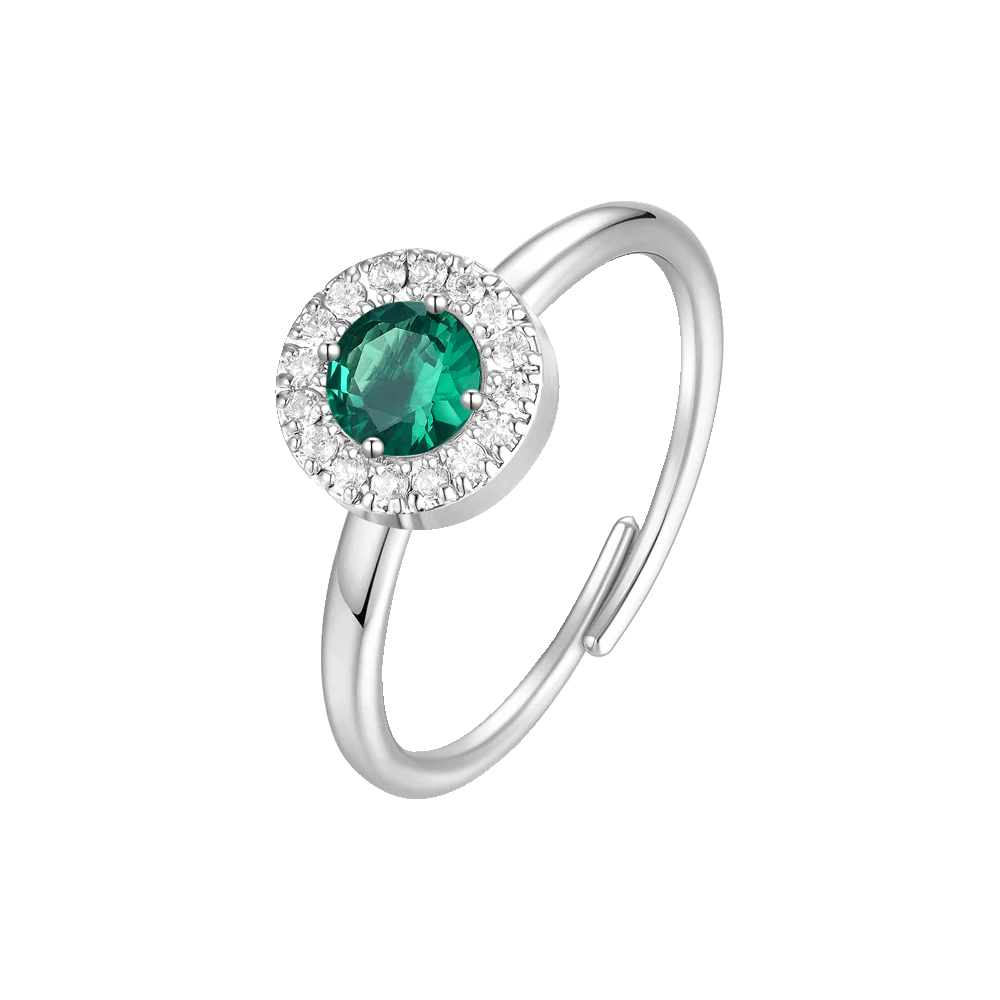 LUCA BARRA - ANELLO CON ELEMENTO CON ZIRCONI VERDI E BIANCHI