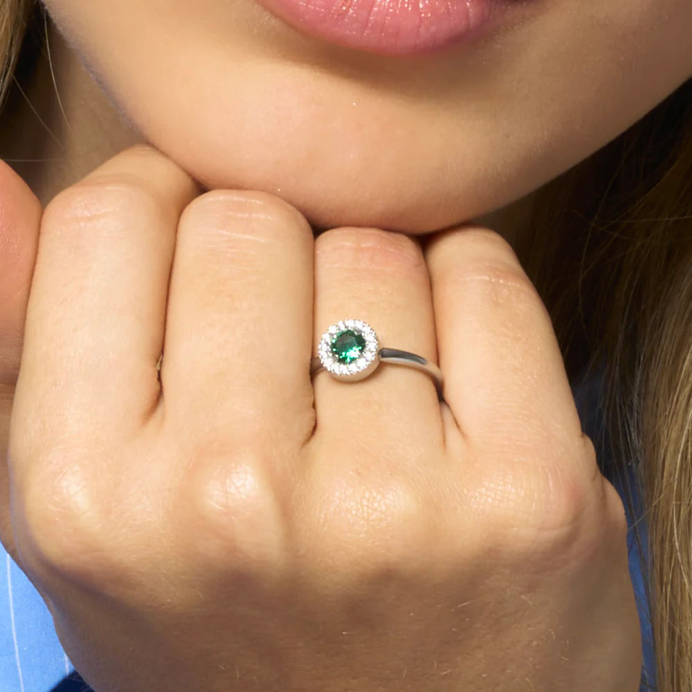 LUCA BARRA - ANELLO CON ELEMENTO CON ZIRCONI VERDI E BIANCHI