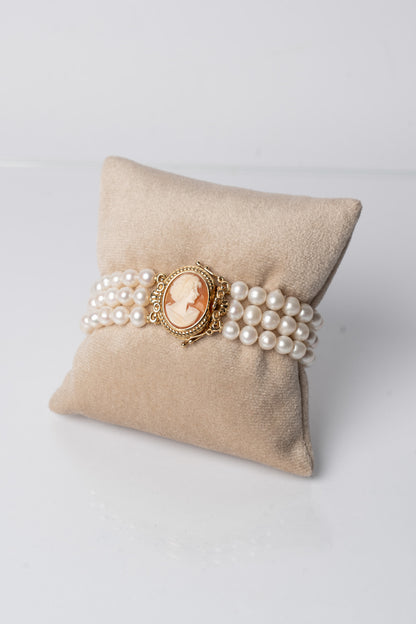 CAMEO ITALIANO - BRACCIALE CON CAMEO ITALIANO CON TESTA E PERLE