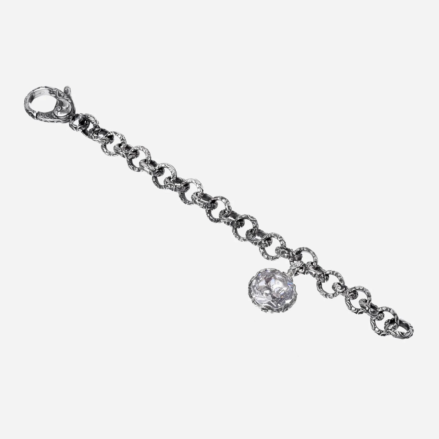 MARIAELUISA JEWELS - BRACCIALE ARGENTO MAGLIA CATENA CON PENDENTE CRISTALLO DI ROCCA