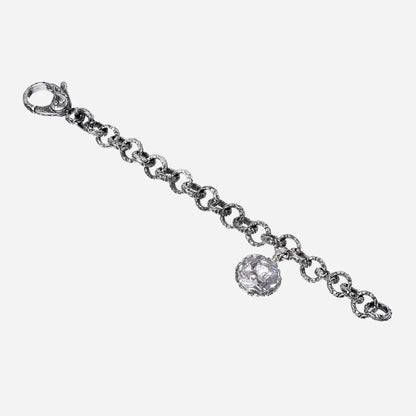 MARIAELUISA JEWELS - BRACCIALE ARGENTO MAGLIA CATENA CON PENDENTE CRISTALLO DI ROCCA
