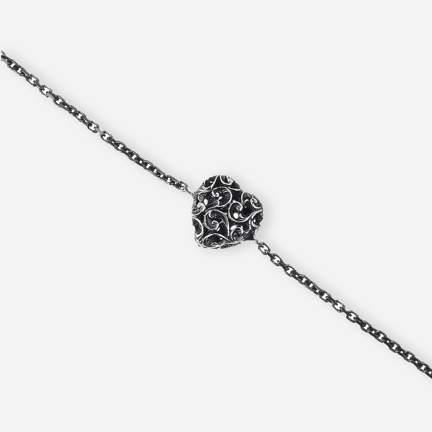 MARIAELUISA JEWELS - BRACCIALE IN ARGENTO BRUNITO CON CUORE