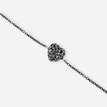 MARIAELUISA JEWELS - BRACCIALE IN ARGENTO BRUNITO CON CUORE