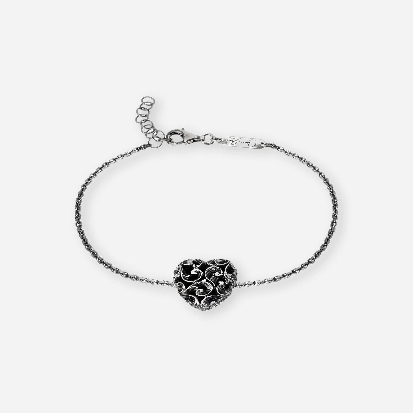 MARIAELUISA JEWELS - BRACCIALE IN ARGENTO BRUNITO CON CUORE