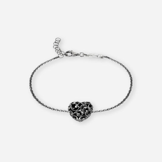 MARIAELUISA JEWELS - BRACCIALE IN ARGENTO BRUNITO CON CUORE